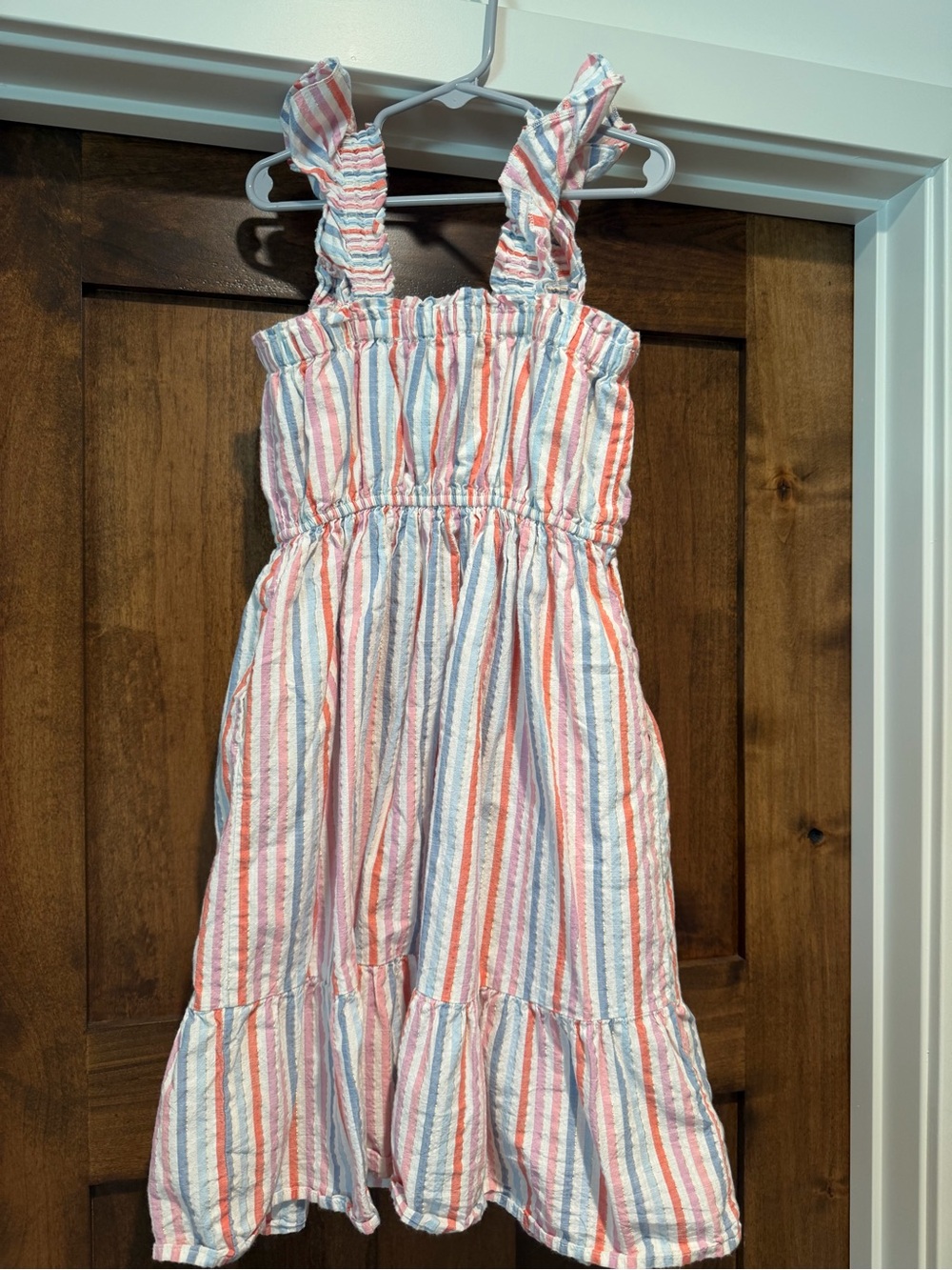 Striped Ruffled Strap Sundress in Pastel Multi Girls 6/7 - Picture 3 of 4
